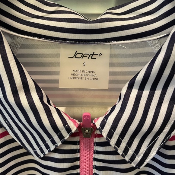Jofit Navy and Pink Striped Zip-Up Top - Picture 3 of 3